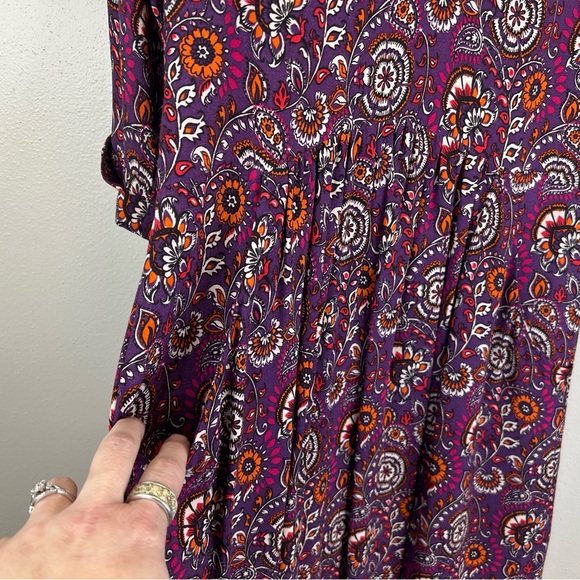 Garnet Hill XS 2 Paisley Purple Midi Dress Bohochic Classic Floral Pockets EUC - Picture 8 of 13